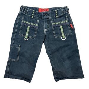 TRIPP NYC Daang Goodman Y2K Rare Green Buckle Lace Short Black Cotton Size Small